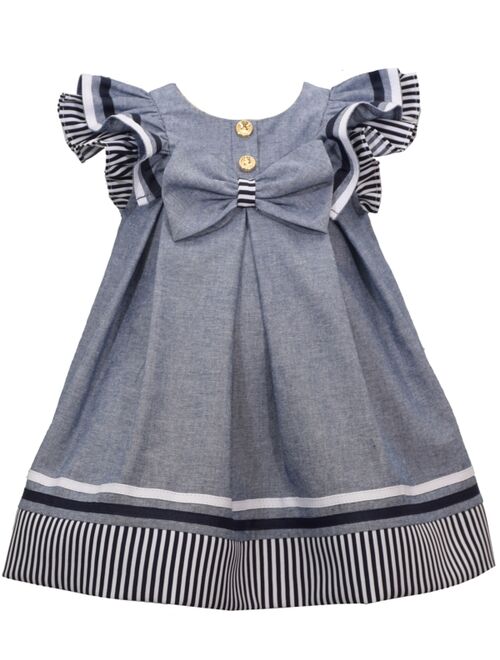 BONNIE BABY Baby Girls Chambray Striped Dress
