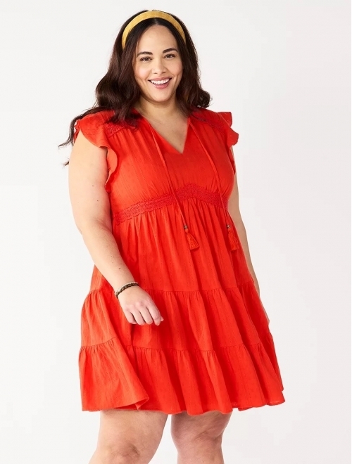 Plus Size Sonoma Goods For Life® Tiered-Hem Textured Dress