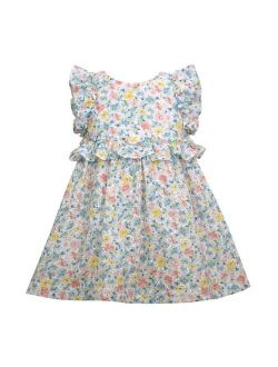 BONNIE BABY Baby Girls Sleeveless Floral Eyelet Empire Dress with Ruffled Peplum and Shoulders and Matching Panty