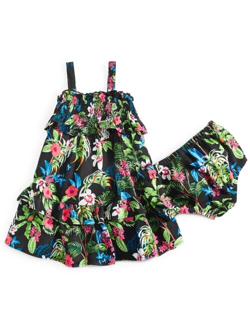 FIRST IMPRESSIONS Toddler Girls Tiered Ruffle Tropical-Print Dress, Created for Macy's