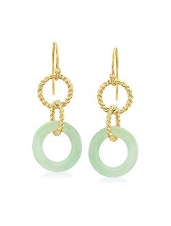 Jade and 18kt Gold Over Sterling Interlocking Drop Earrings