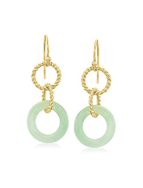 Ross-Simons Jade and 18kt Gold Over Sterling Interlocking Drop Earrings