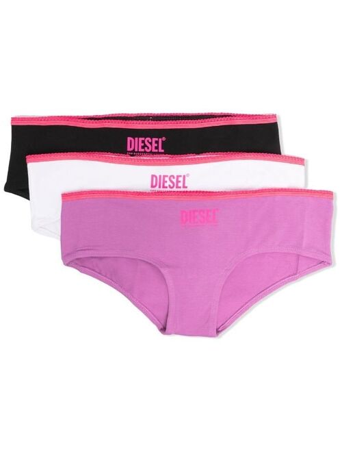 Diesel Kids TEEN three pack logo-print panties