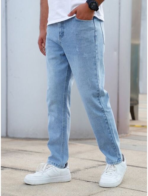 Shein Men Solid Slim Straight Jeans