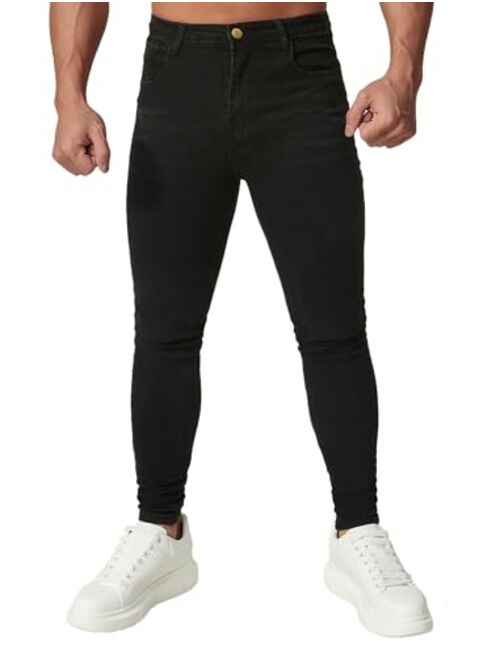 Buy HUNGSON Skinny Jeans for Men Stretch Slim Fit Ripped Distressed ...
