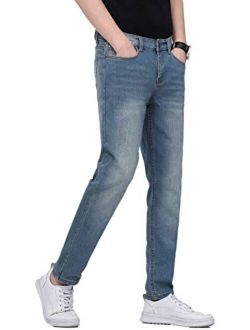 Plaid&Plain Mens Slim Fit Jeans Tapered Jeans