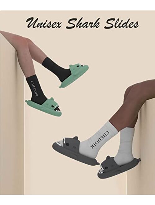 Cysincos Unisex Cute Shark Slides for Men Women Anti-Slip Open Toe House Shark Slippers Casual Beach Shoes, Sole Sandals Women Slides
