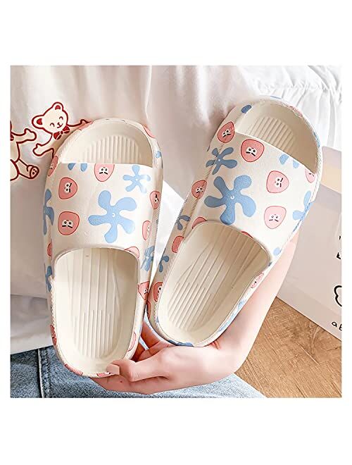 PUWAN Cow Print Soft Slide Sandals for Women and Men, Feather Non-Slip Bathroom Shower Shoes Summer Outdoor Summer Beach Sandals