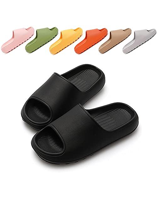 TreeMall Pillow Slippers Cloud Slides Sandals,Non-Slip Quick Drying Bathroom Shower Slippers Massage Home Slippers for Women & Men