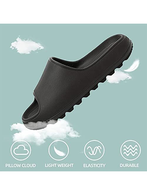 TreeMall Pillow Slippers Cloud Slides Sandals,Non-Slip Quick Drying Bathroom Shower Slippers Massage Home Slippers for Women & Men