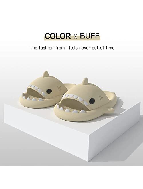 rosyclo Cute Shark Slippers for Women & Men Thick Sole Non-Slip Shower Massage Slippers Bathroom Beach Soft Comfy House Cloud Slide Slippers for Indoor & Outdoor for Coup