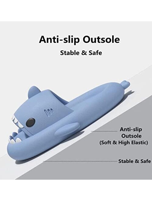 rosyclo Cute Shark Slippers for Women & Men Thick Sole Non-Slip Shower Massage Slippers Bathroom Beach Soft Comfy House Cloud Slide Slippers for Indoor & Outdoor for Coup