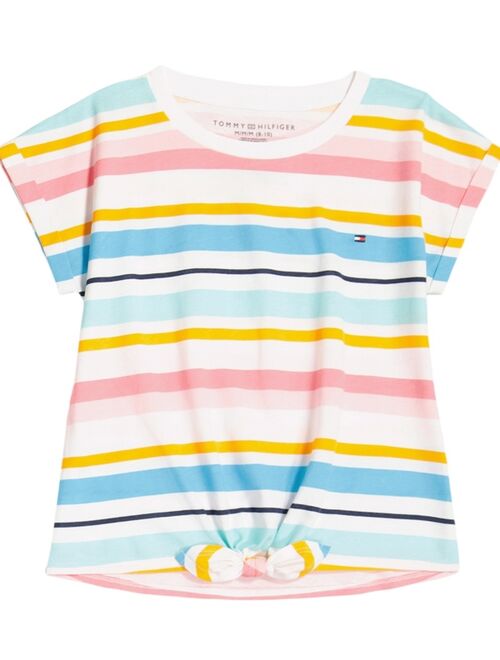 Tommy Hilfiger Big Girls Multi-Stripe Tie-Front T-shirt