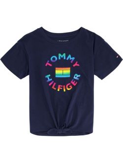 Little Girls Rainbow Logo Tie-Front Tee