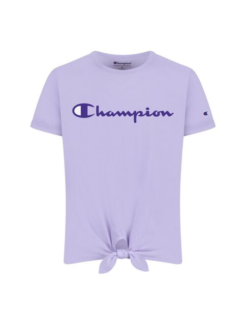 Champion Big Girls Classic Script Tie Front T-shirt