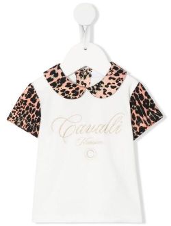 Roberto Cavalli Junior embroidered logo leopard print T-shirt