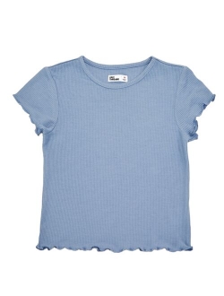 Big Girls Lettuce-Edge Ribbed T-Shirt, Created for Macy's