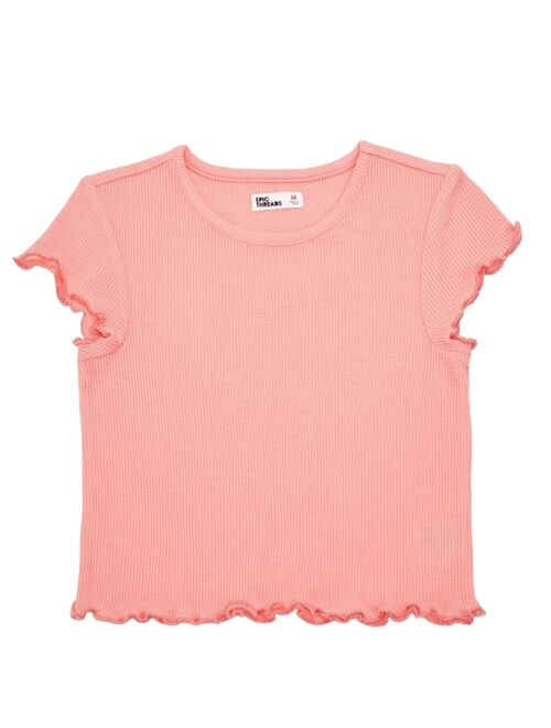 Epic Threads Big Girls Lettuce-Edge Ribbed T-Shirt, Created for Macy's