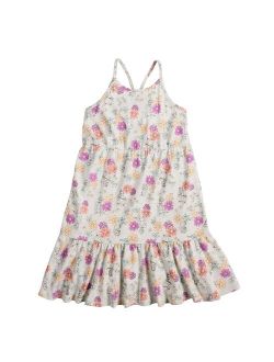 Disney Princess Cinderella, Jasmine & Belle Girls 4-12 Tiered Printed Floral Dress by Jumping Beans