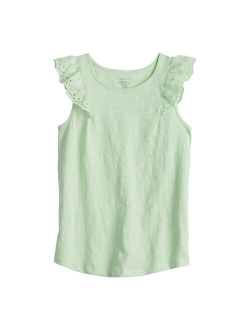 Girls 4-12 Jumping Beans Eyelet Flutter Tee