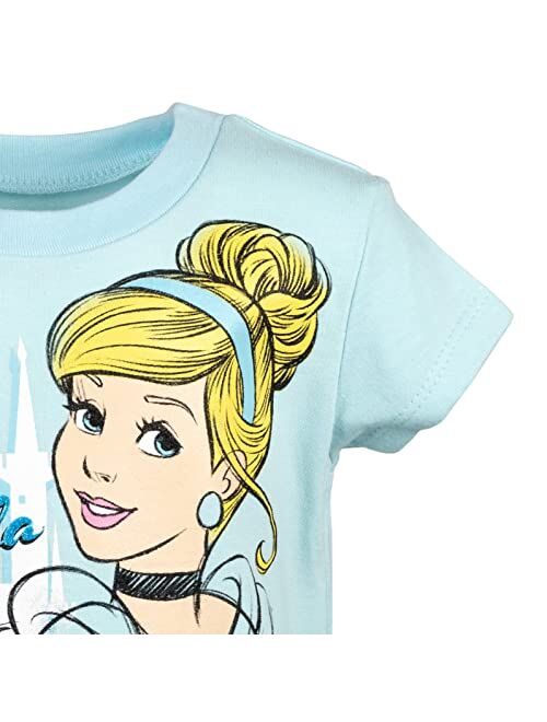 Disney Princess Belle Cinderella Rapunzel Girls French Terry Short Sleeve Dress Toddler to Big Kid