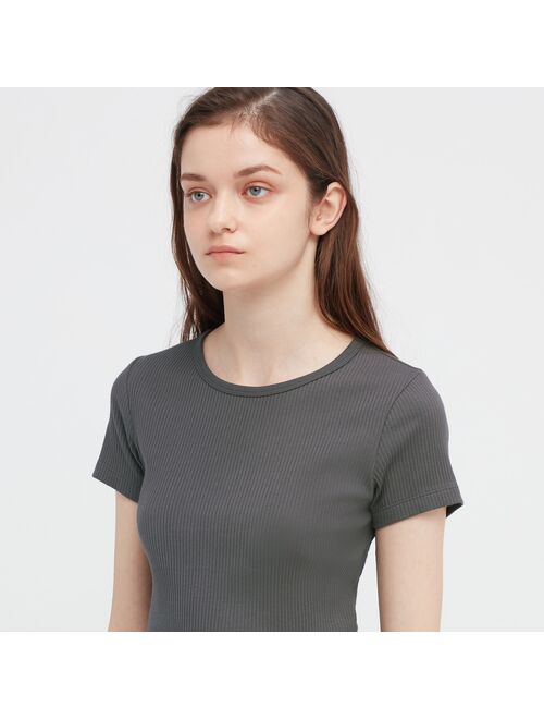 UNIQLO Ribbed Cropped Short-Sleeve T-Shirt