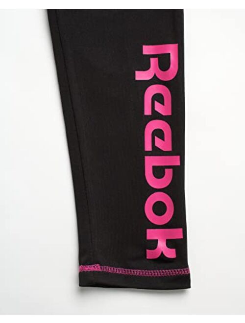 Reebok Girls' Leggings Multipack - 4 Pack Performance Stretch Pants Kids Clothing Bundle