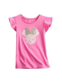 Girls 4-12 Disney Minnie Mouse Floral Flutter Sleeve Graphic Tee by Jumping Beans
