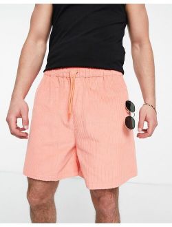 cord slim shorts with cargo pockets in pink
