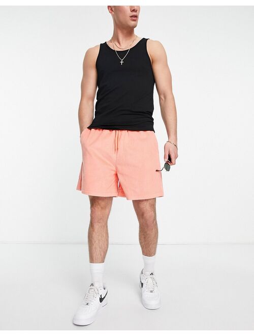 ASOS DESIGN cord slim shorts with cargo pockets in pink