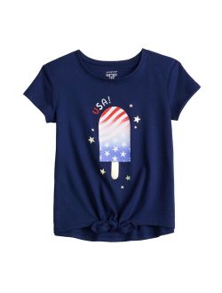 Girls 4-12 Jumping Beans Patriotic Popsicle Tie Front Tee