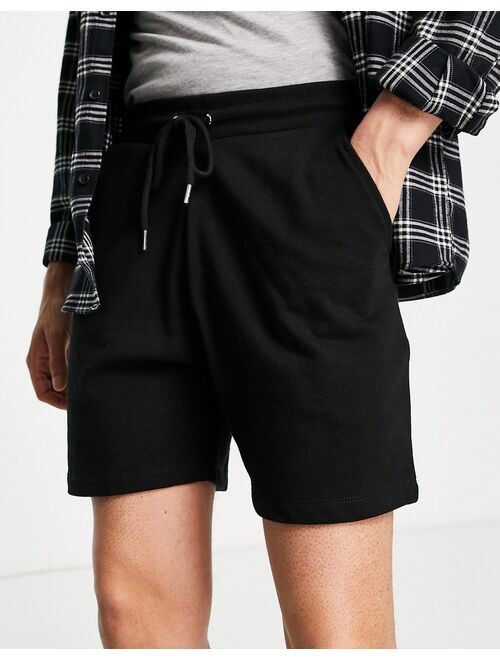ASOS DESIGN jersey slim shorts in shorter length in black