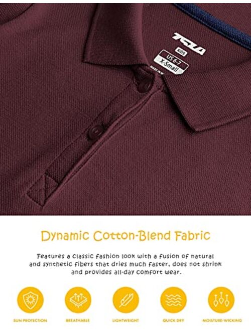 TSLA Girl's Short Sleeve School Uniform Dresses, Ruffle Pique Polo Dress