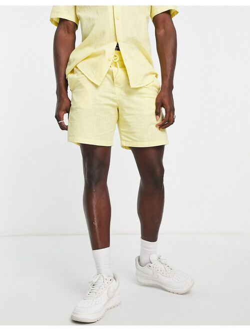 Only & Sons linen shorts in lemon - part of a set