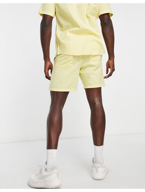 Only & Sons linen shorts in lemon - part of a set