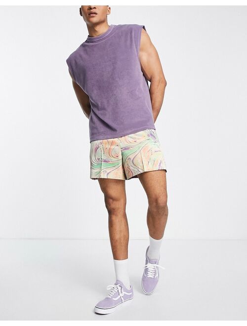 ASOS DESIGN smart cropped bermuda shorts in pink marble print