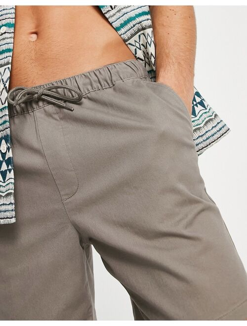 ASOS DESIGN skinny chino shorts with elasticated waist in dark beige