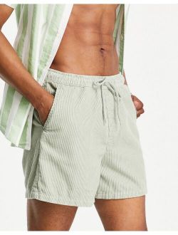 wide fit shorts in light green cord