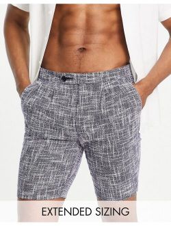 smart skinny cotton mix basket weave shorts in gray