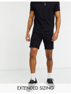 slim denim shorts in black