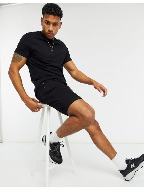 ASOS DESIGN slim denim shorts in black