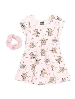 Mandalorian The Child Girls French Terry Dress with Scrunchy