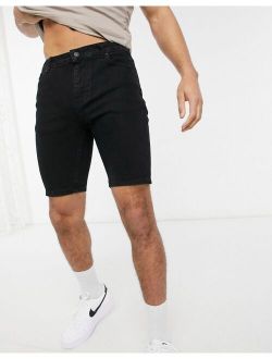 skinny denim shorts in black