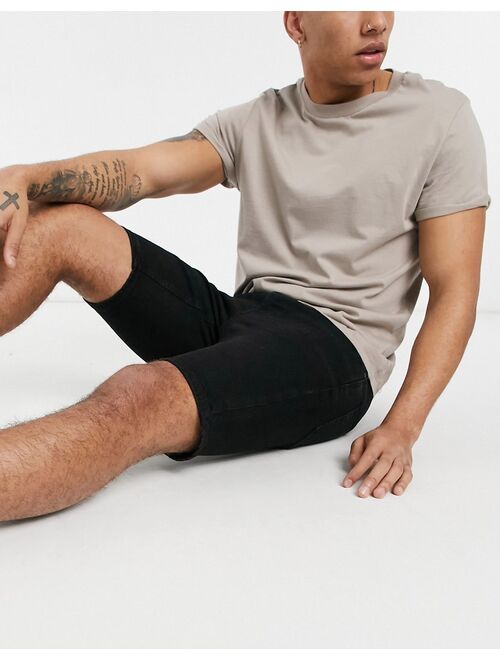 ASOS DESIGN skinny denim shorts in black