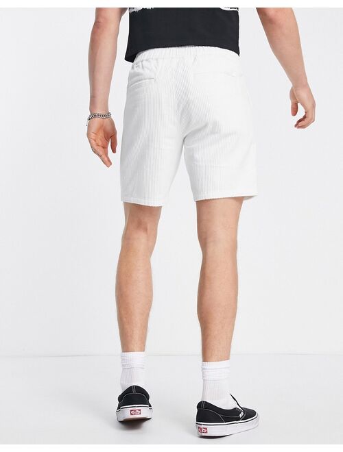 ASOS DESIGN cigarette shorts in white cord