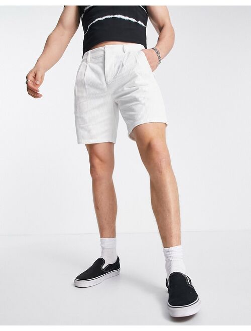 ASOS DESIGN cigarette shorts in white cord