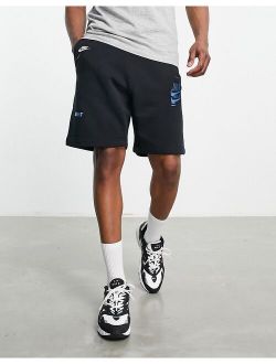 Sport Essentials multi Futura logo fleece shorts in black