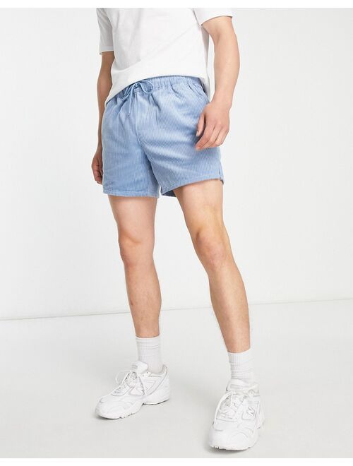 ASOS DESIGN slim shorts with side vents in pastel blue cord