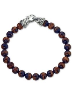 ESQUIRE MEN'S JEWELRY Red Tiger's Eye (8mm) Beaded Bracelet in Sterling Silver, Created for Macy's