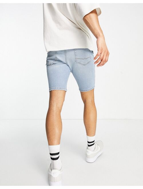 ASOS DESIGN skinny denim shorts in vintage light wash blue